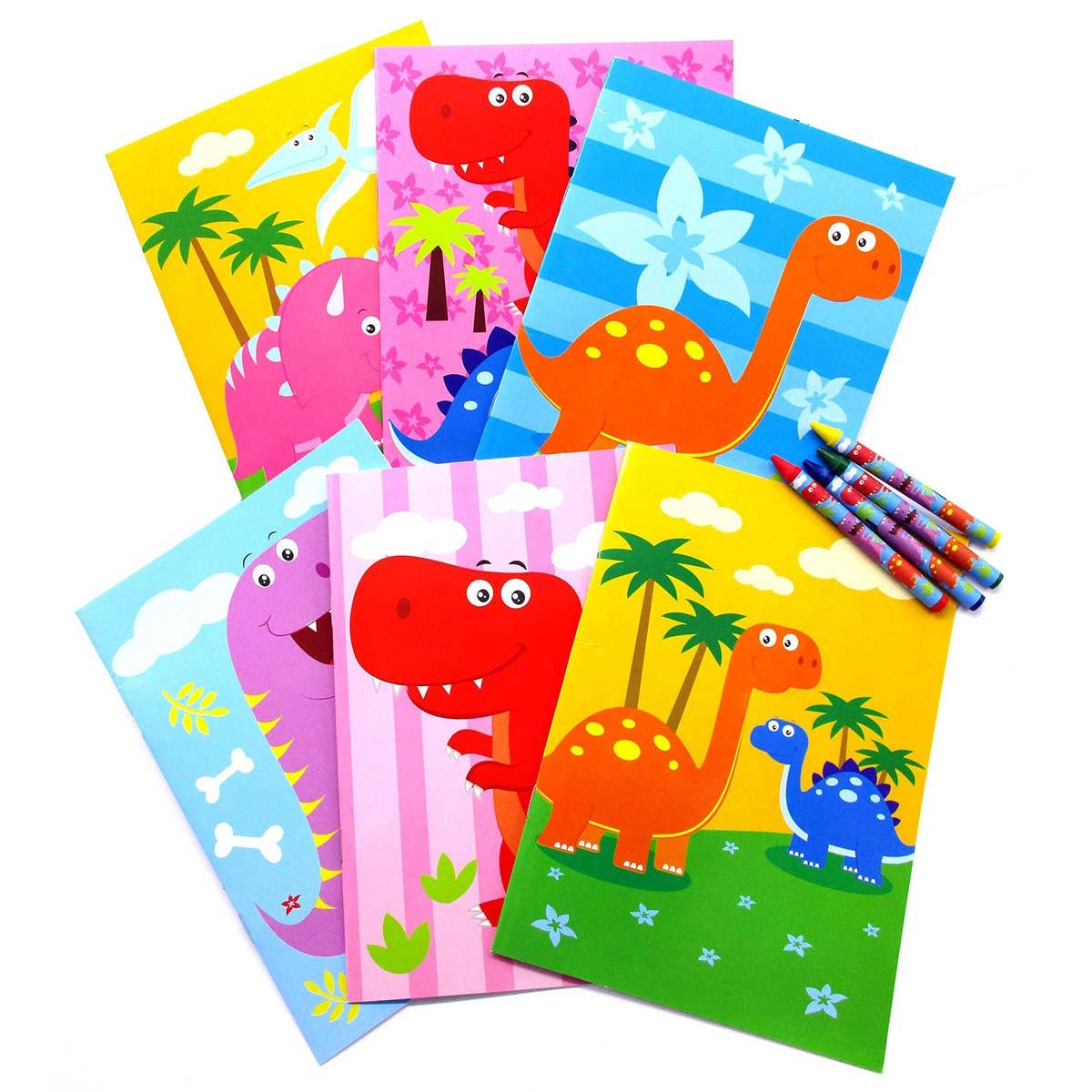Dinosaurs Coloring Books with Crayons Party Favors Set of 12