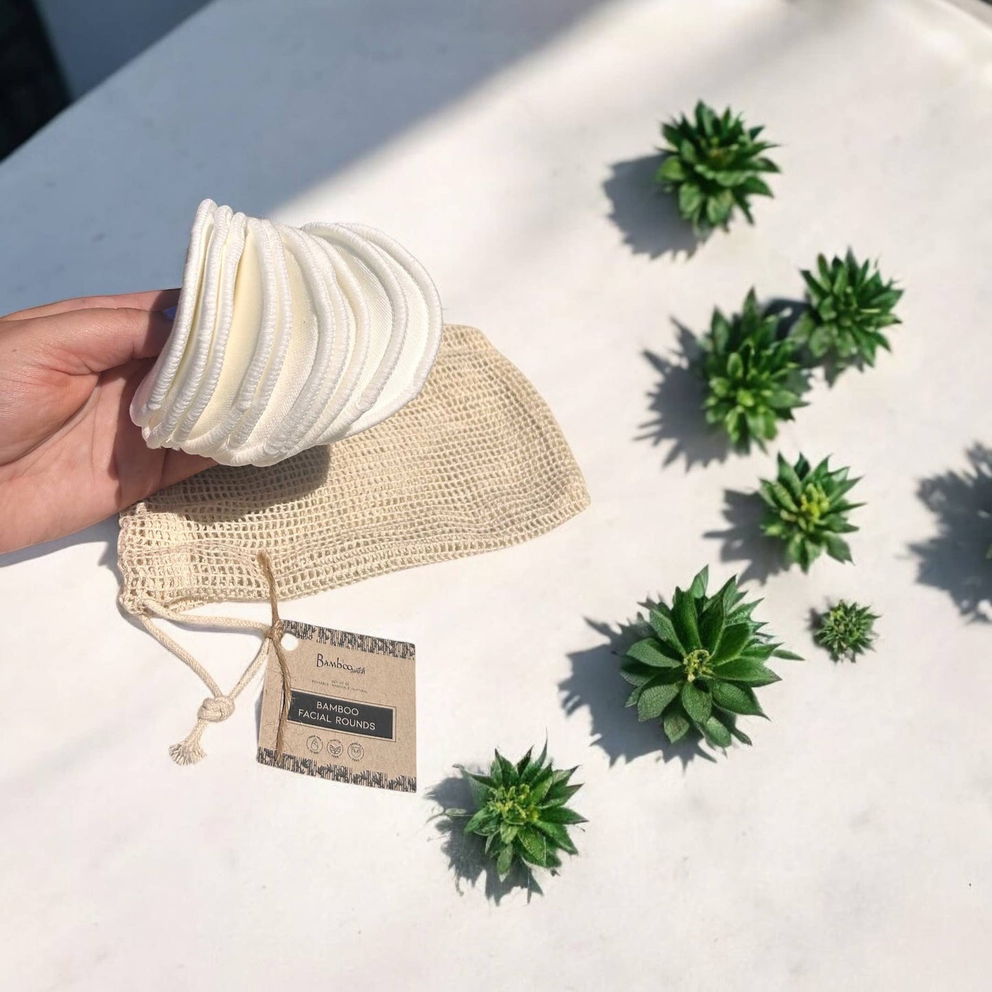 Set of 10 - Reusable Bamboo Cotton Facial Rounds