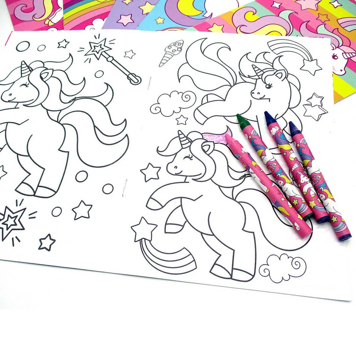 Unicorn Coloring Books with Crayons Party Favors