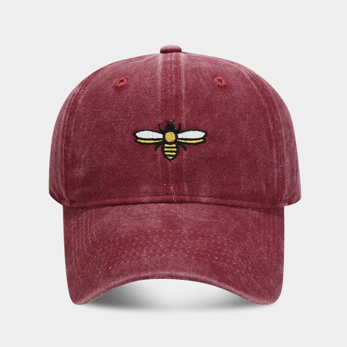 Bee Embroidery Baseball Cap - Outdoor Sun Hat