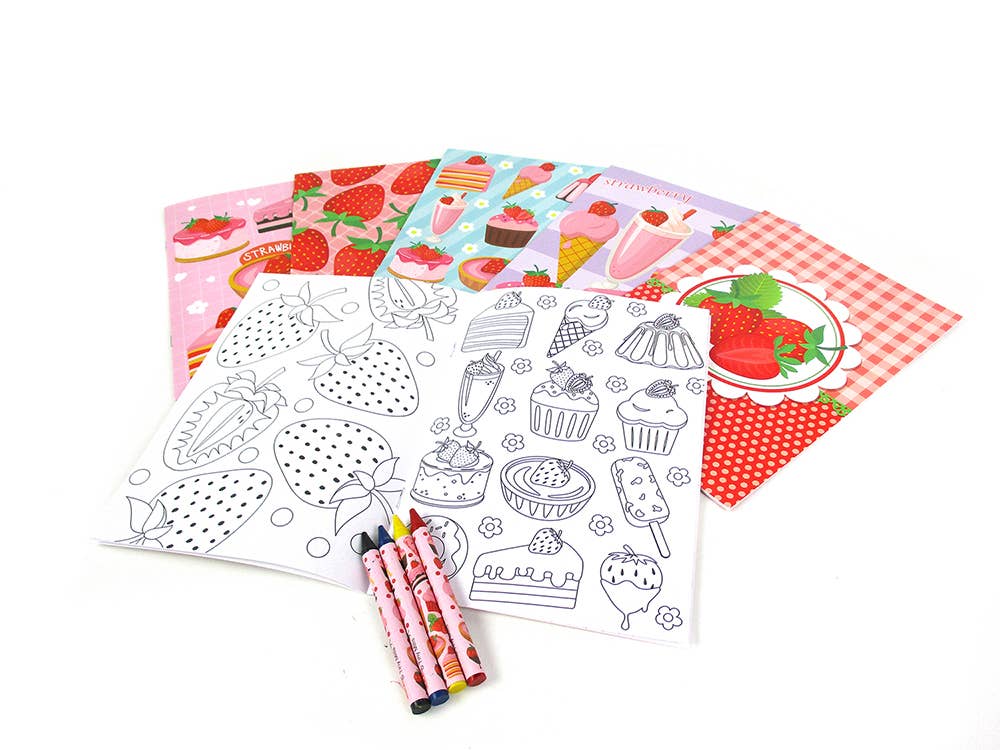 Strawberry Coloring Books with Crayons Party Favors
