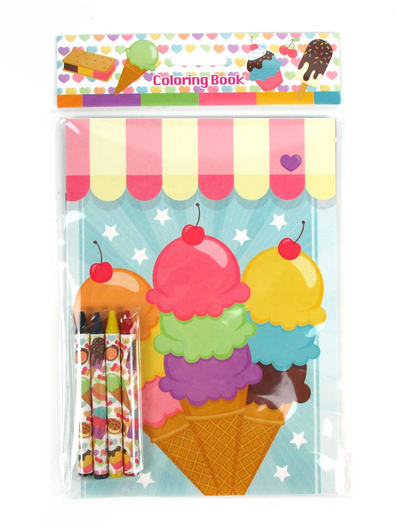 Ice Cream Coloring Books with Crayons Party Favors