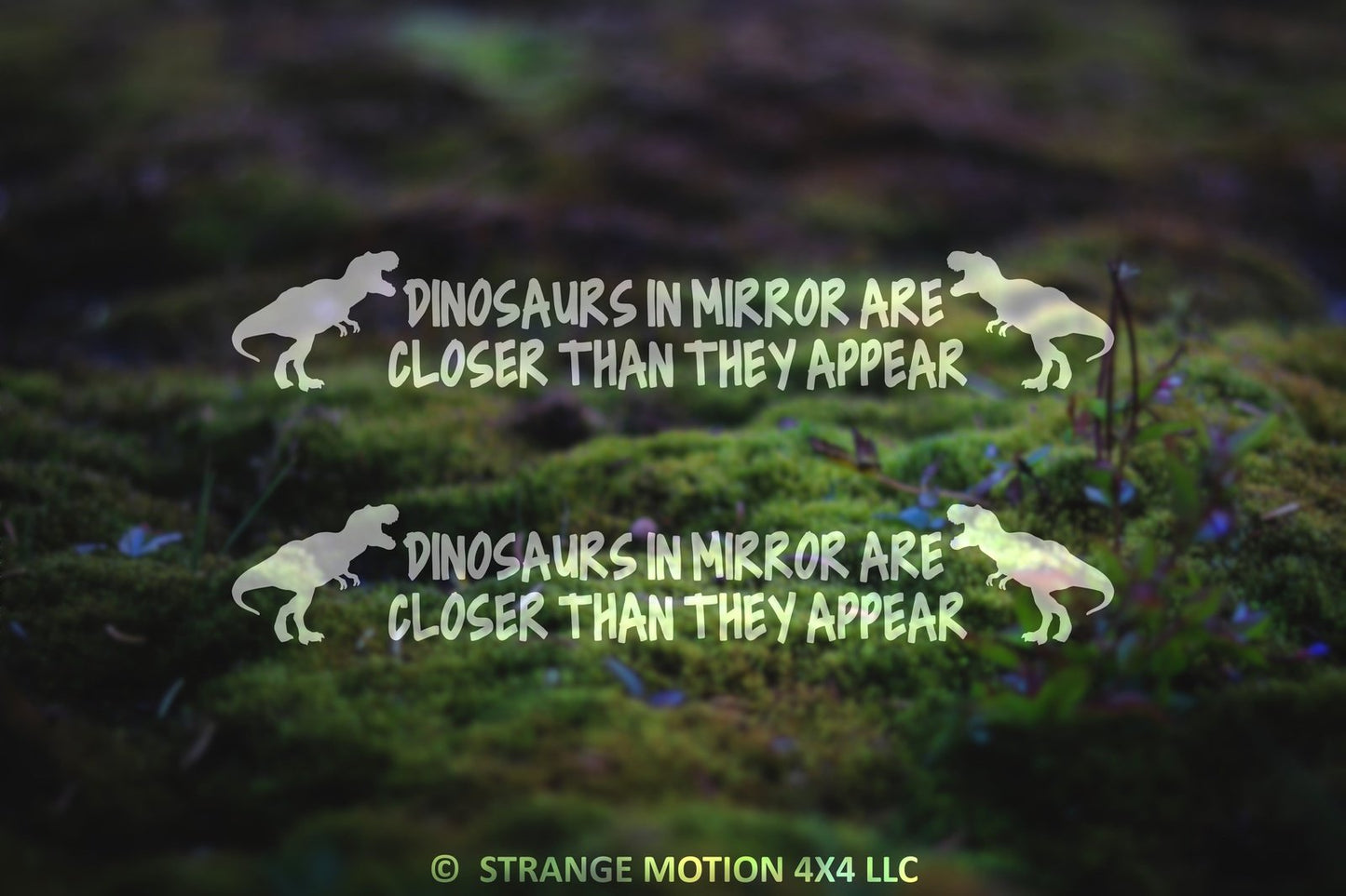 Dinosaurs In Mirror Are Closer Than They Appear Vinyl Decal Pair | 124P