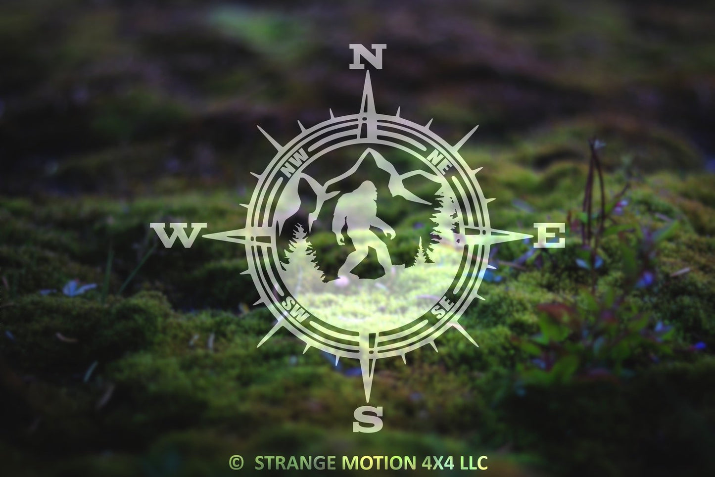 Sasquatch Mountain Compass Vinyl Decal | 253
