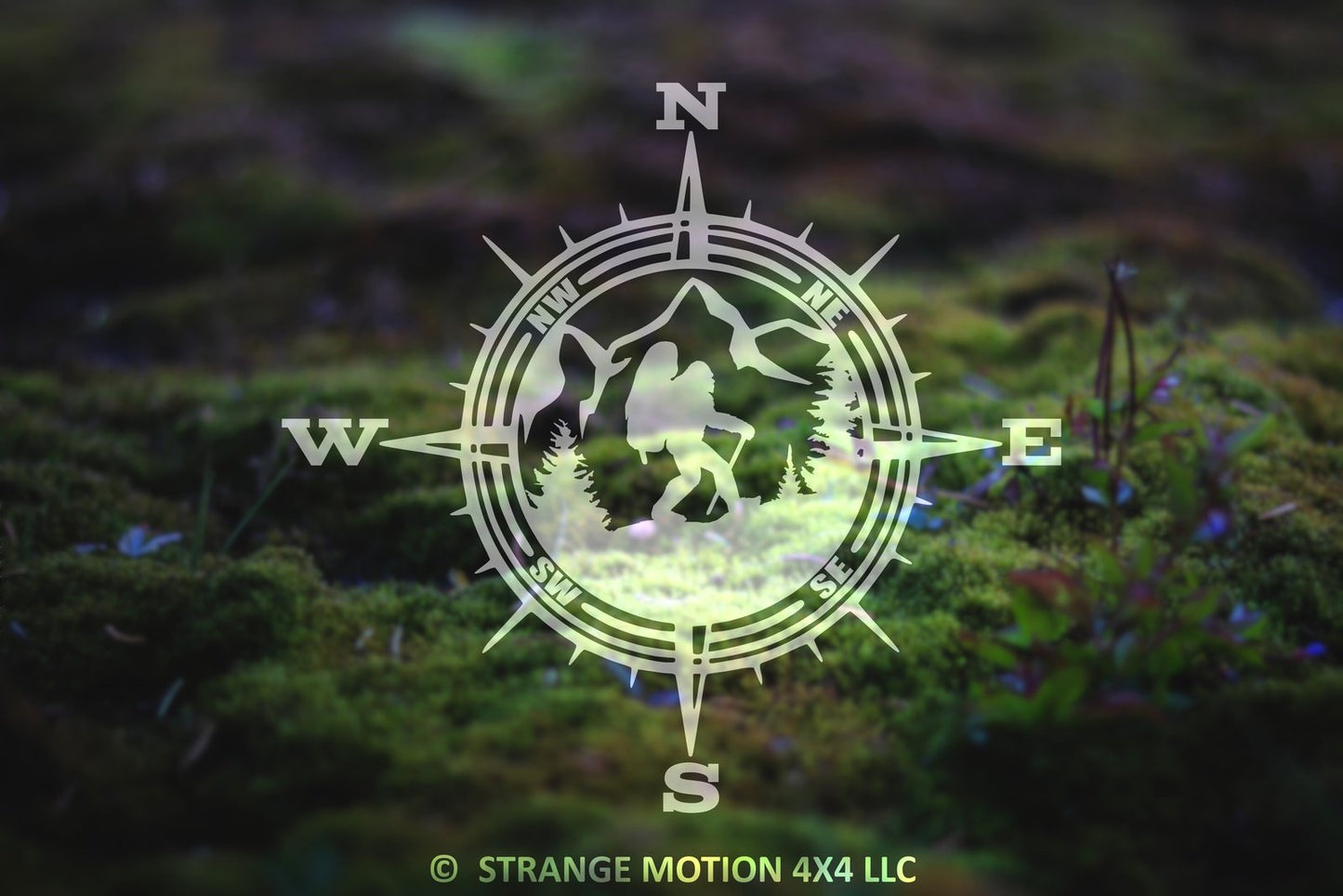 Sasquatch Hiker Compass Vinyl Decal | 256