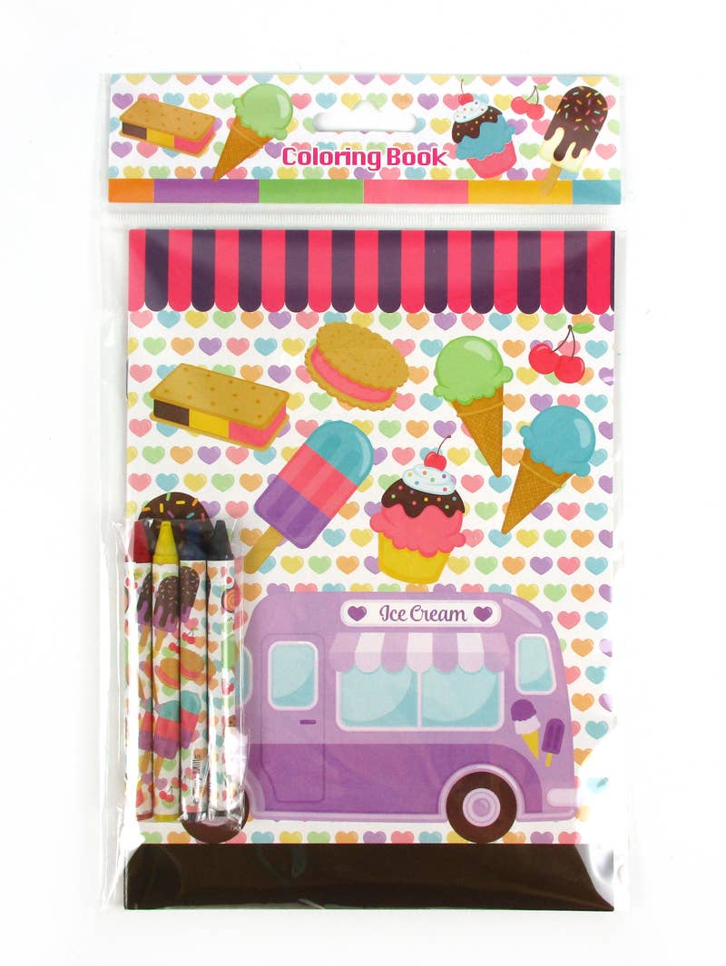 Ice Cream Coloring Books with Crayons Party Favors