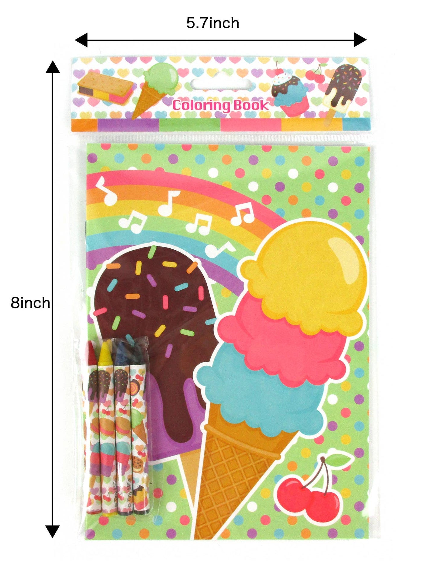 Ice Cream Coloring Books with Crayons Party Favors