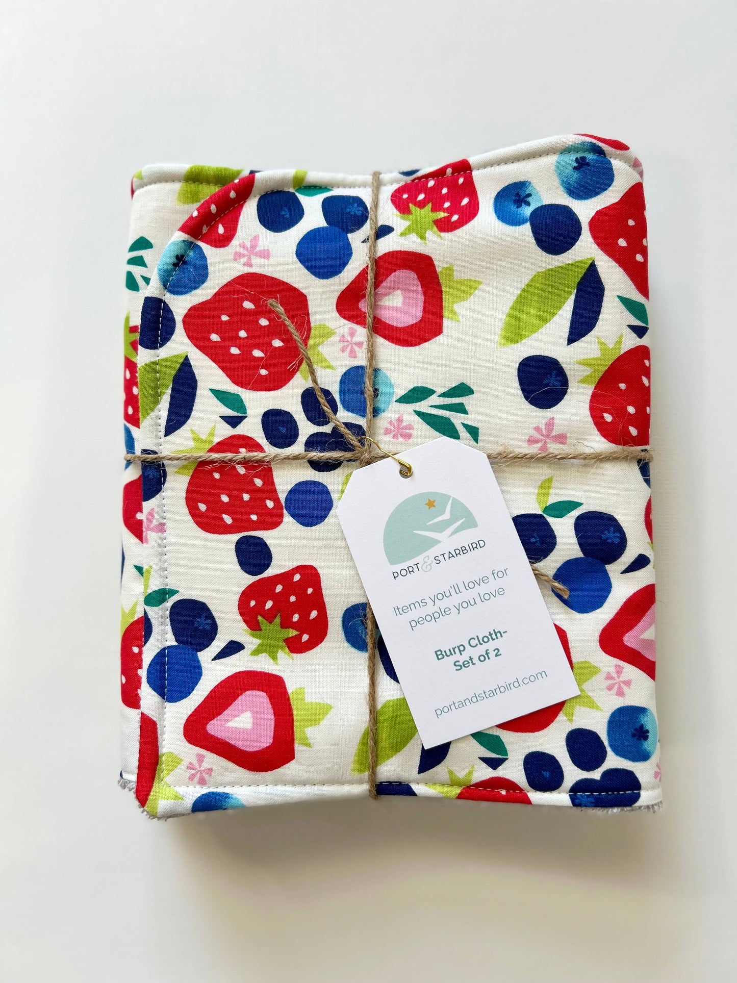 Summer Berries Burp Cloth, set of 2
