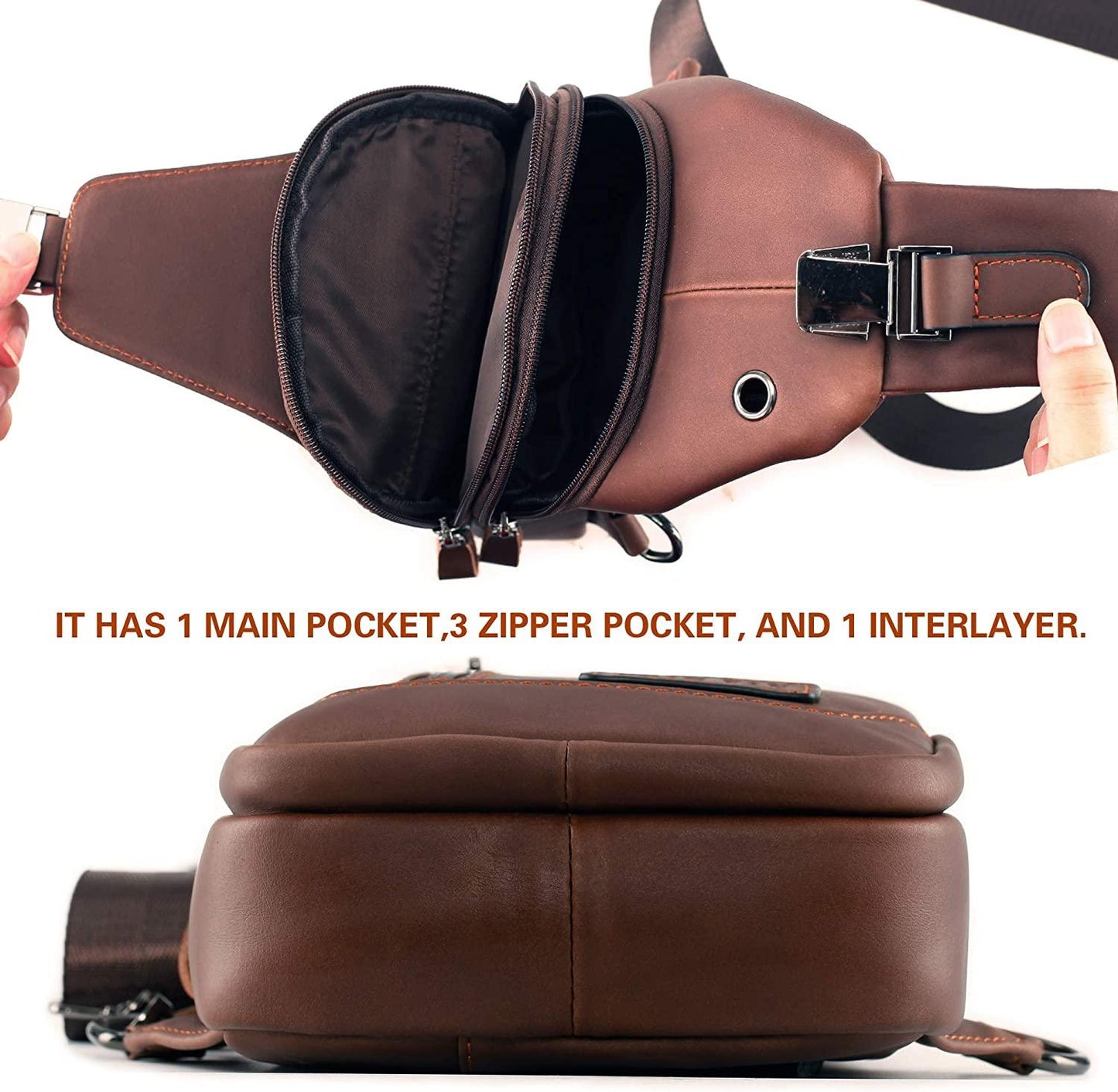 FR Fashion Co. Men's Executive Genuine Leather Sling Bag