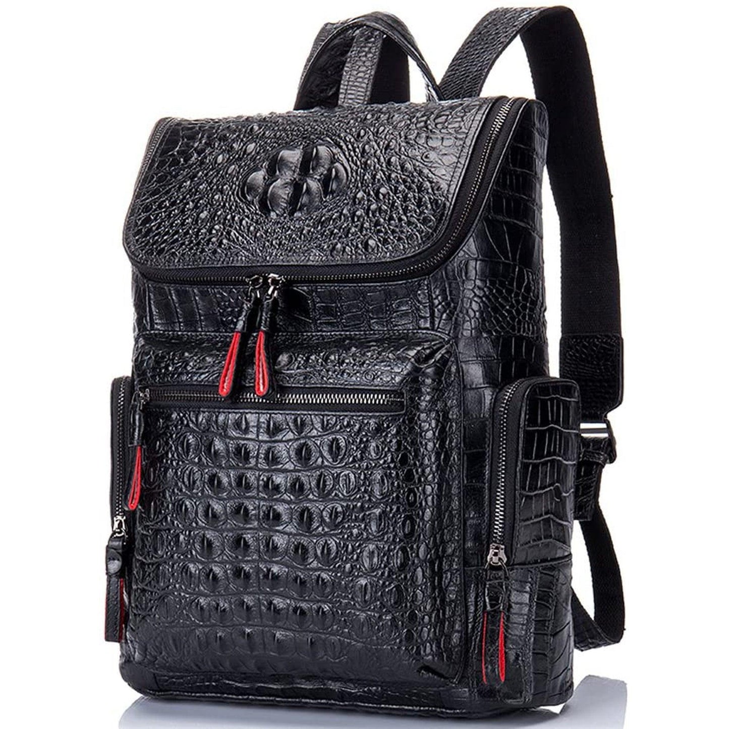 FR Fashion Co. 13" Men's Leather Crocodile Design Backpack