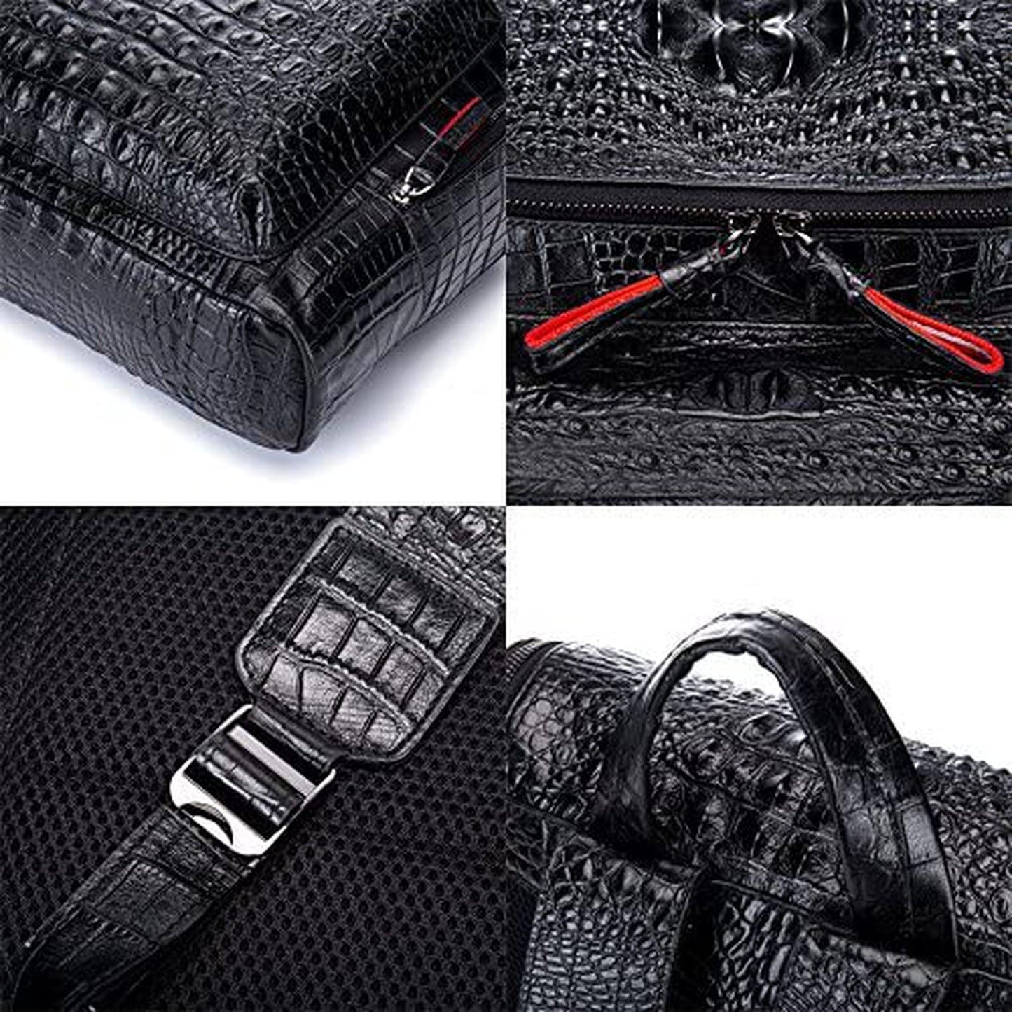 FR Fashion Co. 13" Men's Leather Crocodile Design Backpack