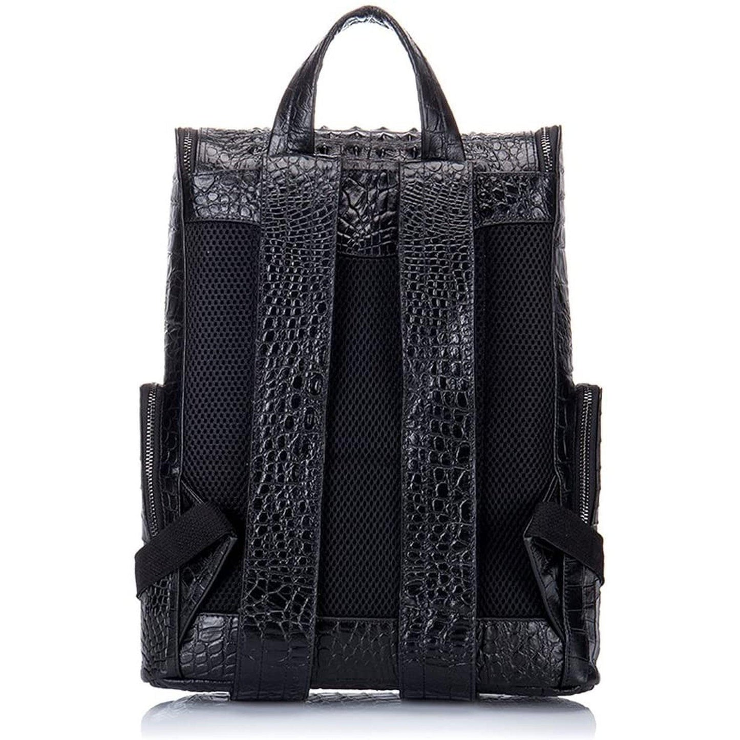 FR Fashion Co. 13" Men's Leather Crocodile Design Backpack