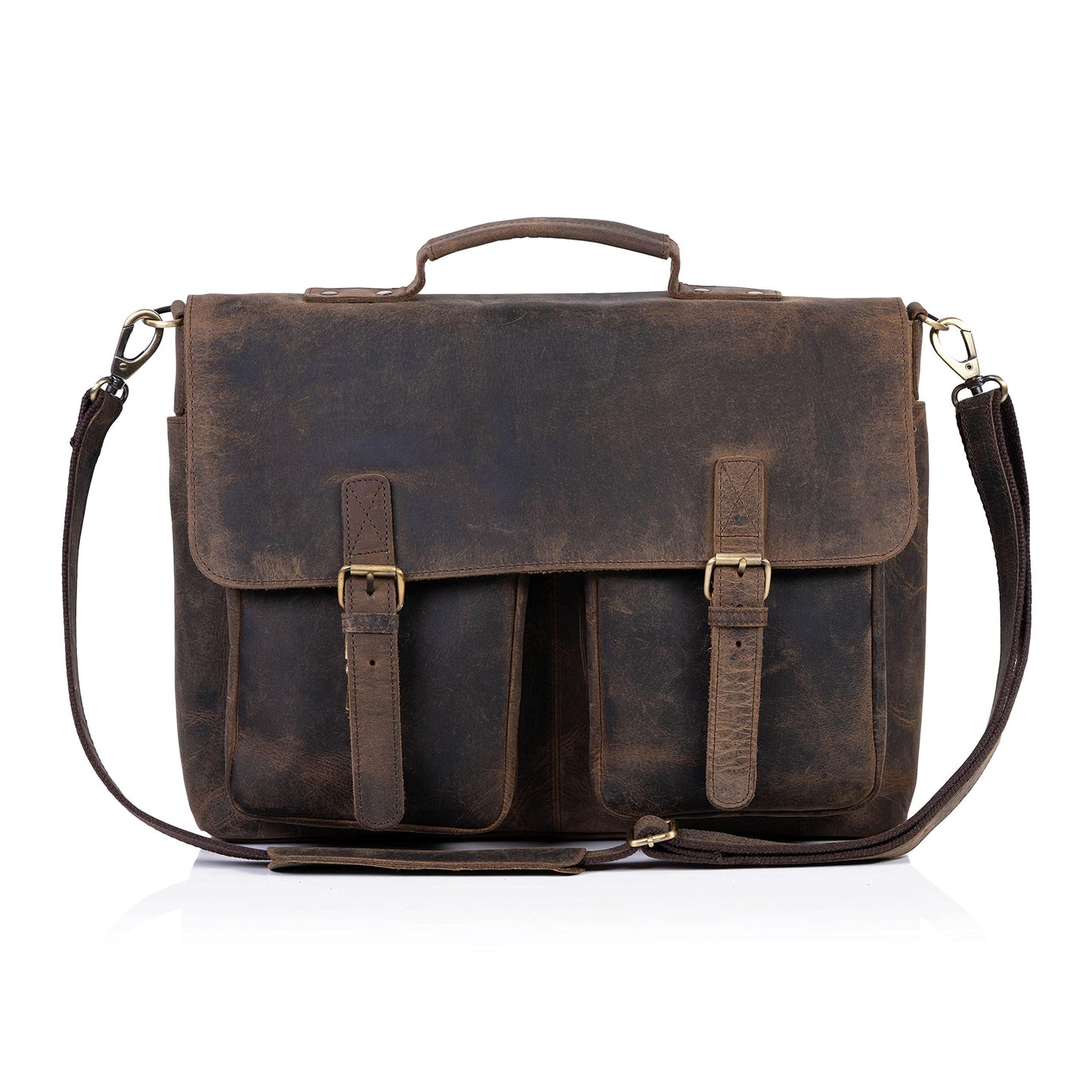 FR Fashion Co. 15" Men's Rustic Design Leather Messenger Bag