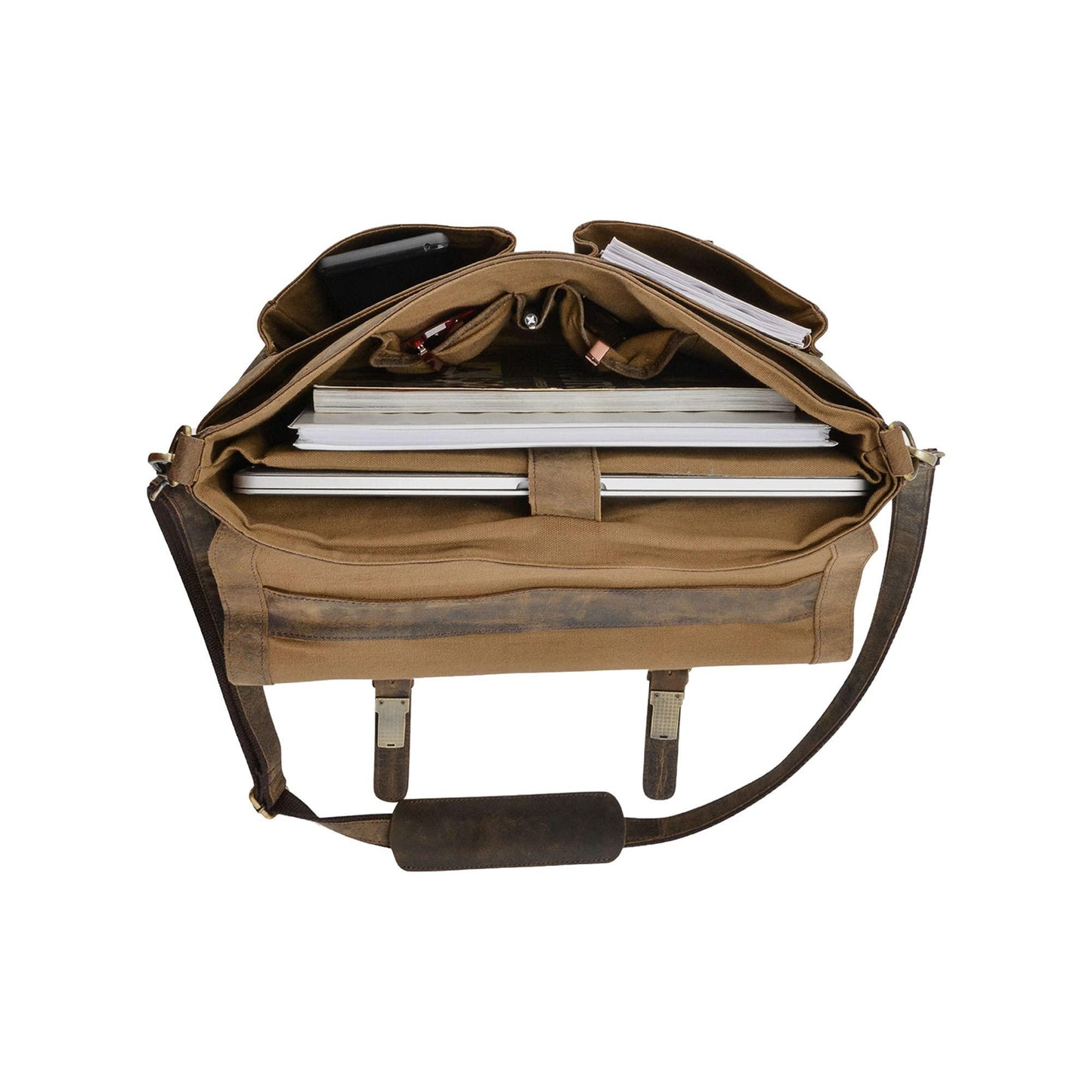 FR Fashion Co. 15" Men's Rustic Design Leather Messenger Bag