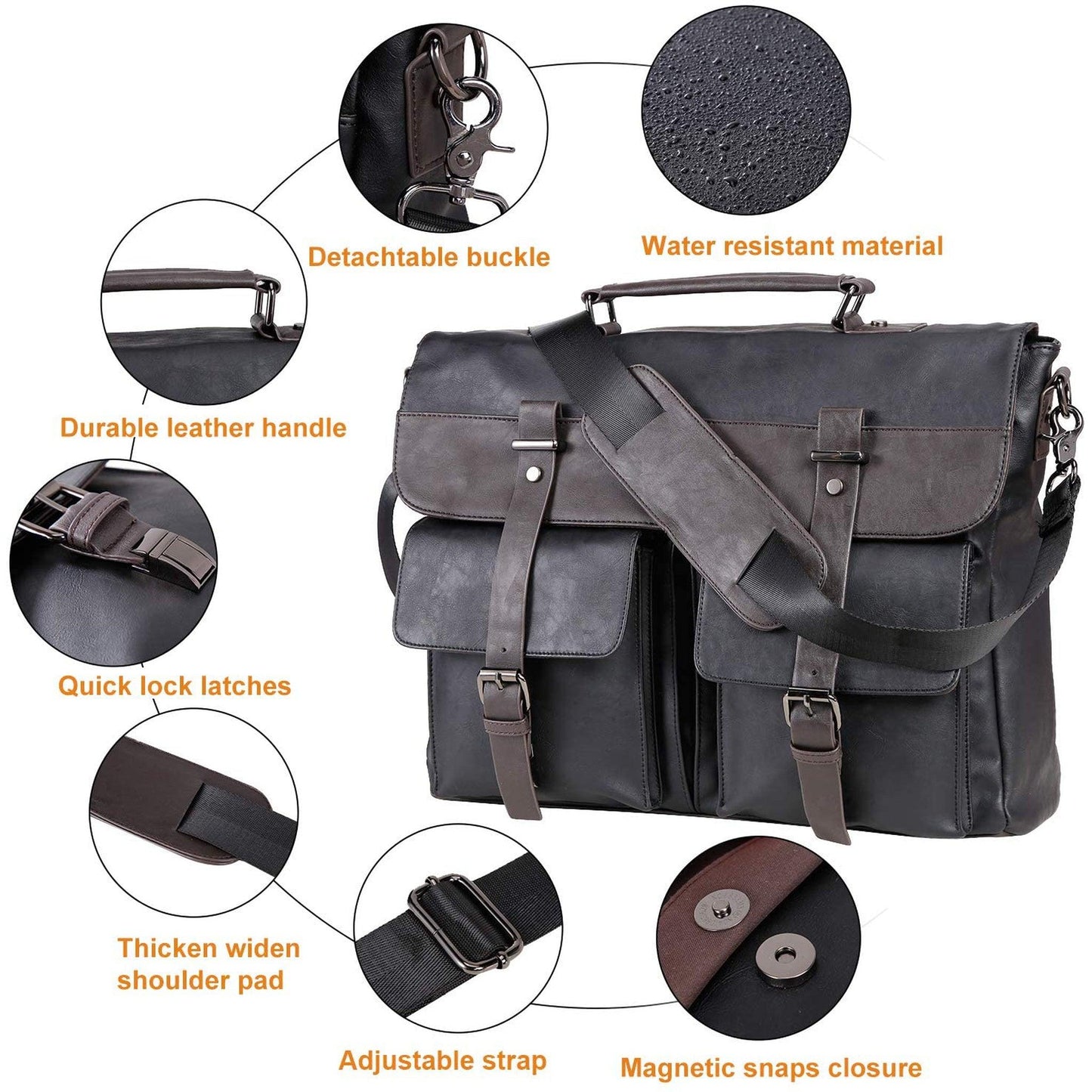 FR Fashion Co. 16" Men's Leather Messenger Bag