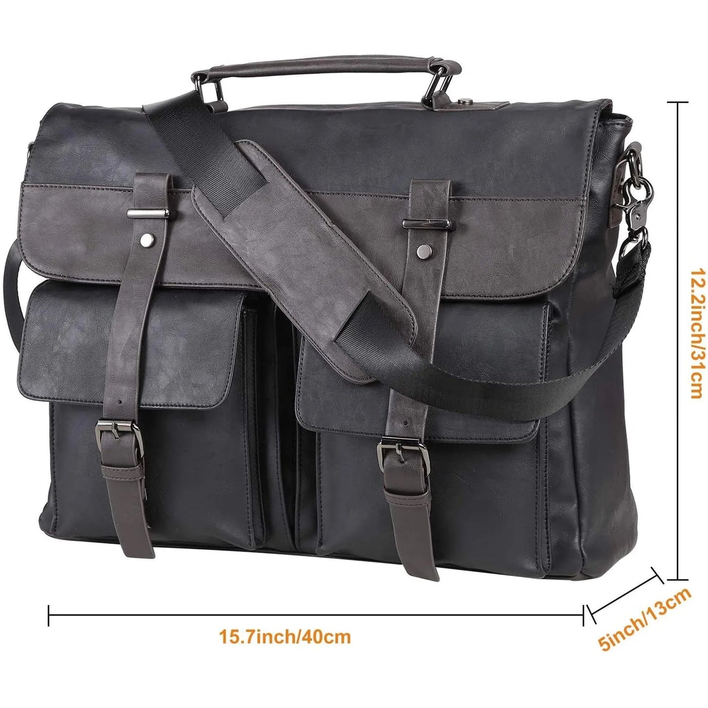 Leather Messenger Bag – Water-Resistant 15″ Work Satchel for Professionals