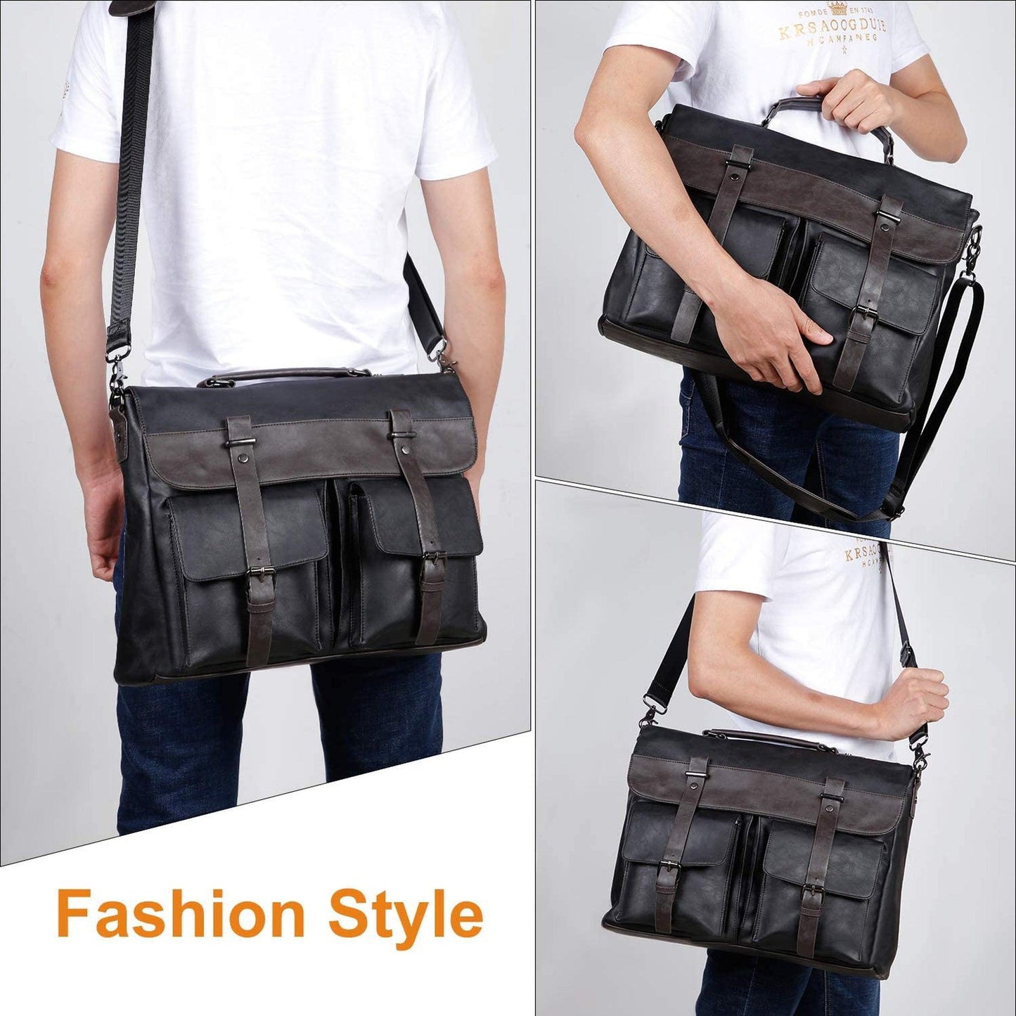FR Fashion Co. 16" Men's Leather Messenger Bag
