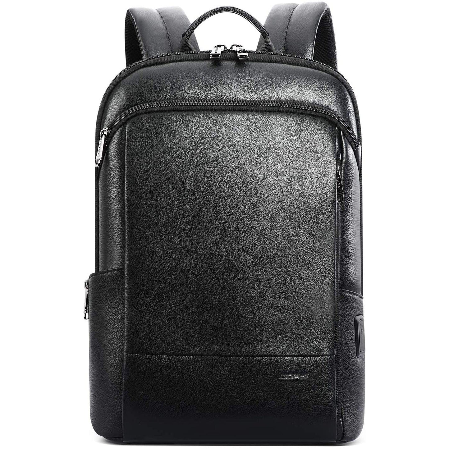 FR Fashion Co. 17" Men's Anti-Theft Leather Backpack with Hidden Pockets