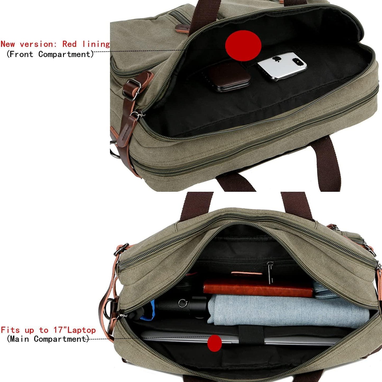 FR Fashion Co. 17" Convertible Briefcase Backpack