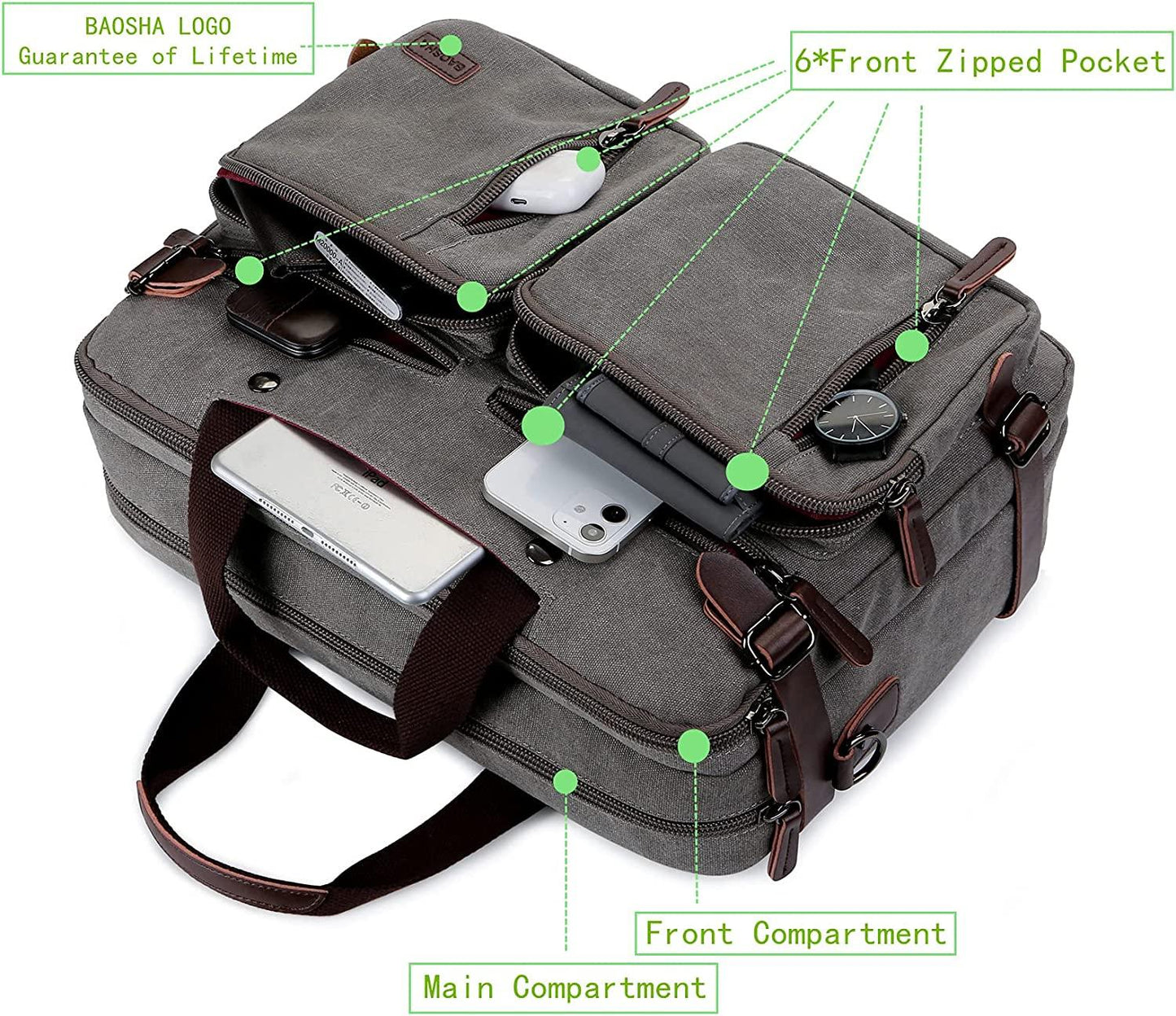 FR Fashion Co. 17" Convertible Briefcase Backpack