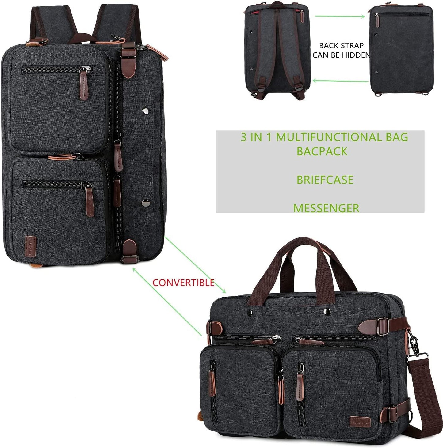 FR Fashion Co. 17" Convertible Briefcase Backpack