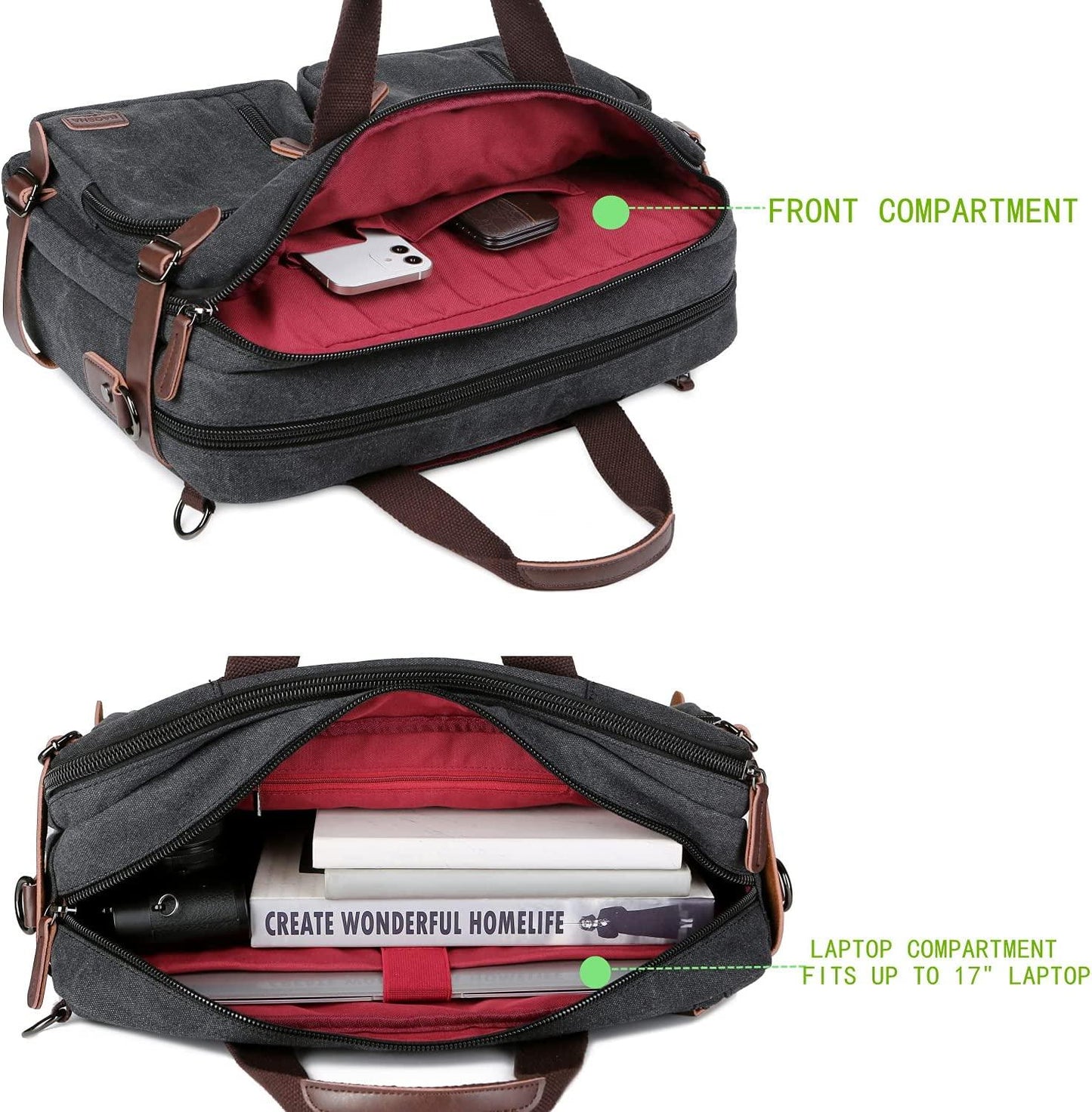 FR Fashion Co. 17" Convertible Briefcase Backpack