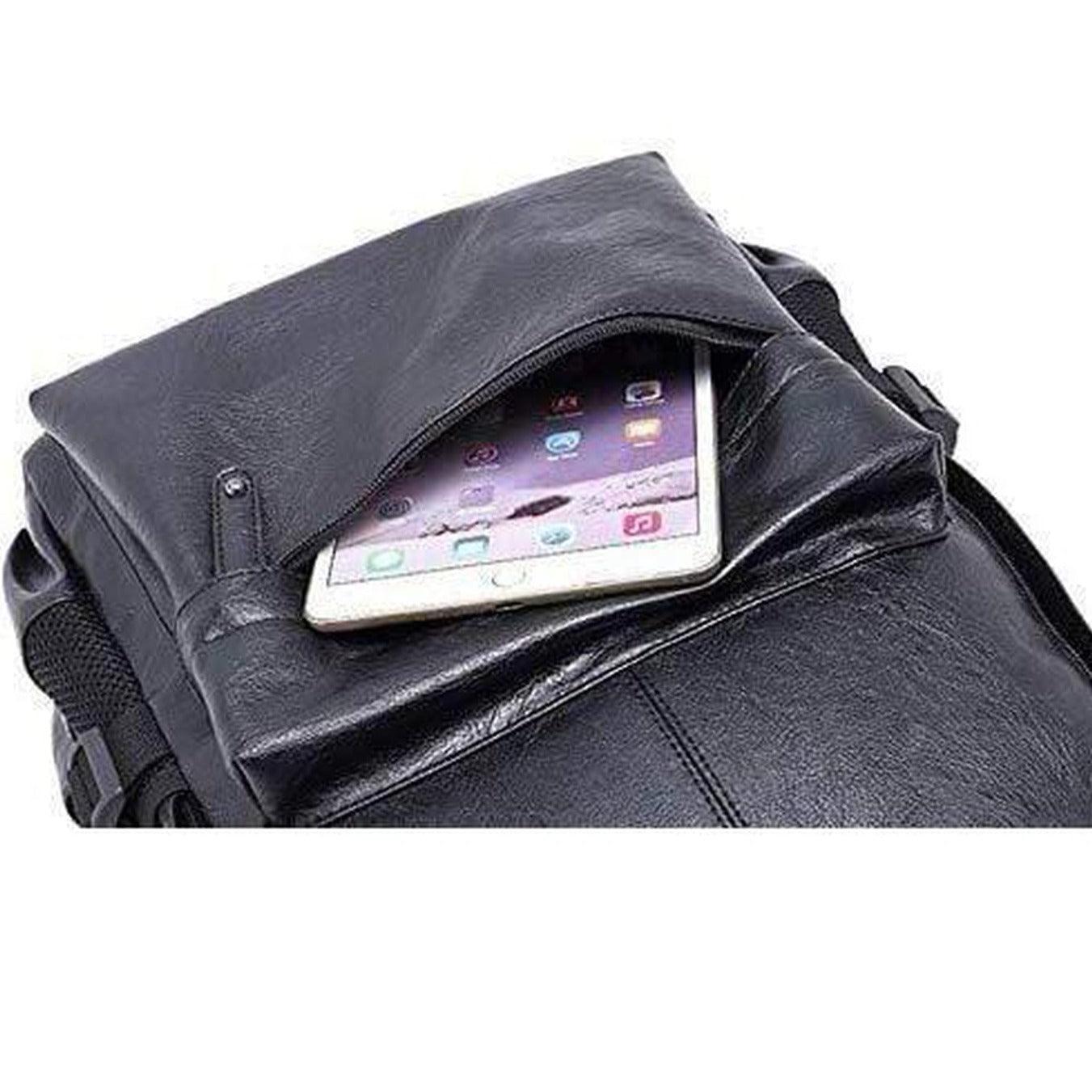 FR Fashion Co. 15.6″ Scratch‑Proof Leather Backpack