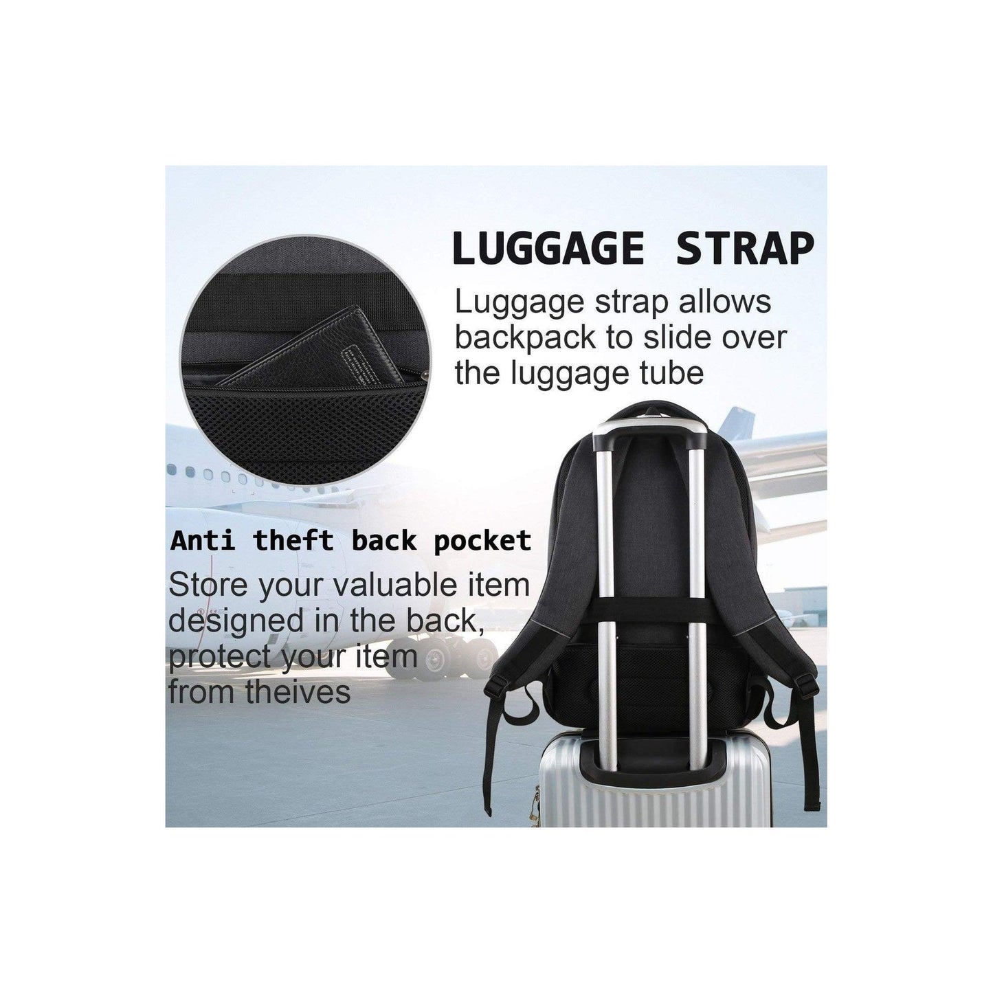 FR Fashion Co. 18" Anti-Theft Pocket Travel Backpack