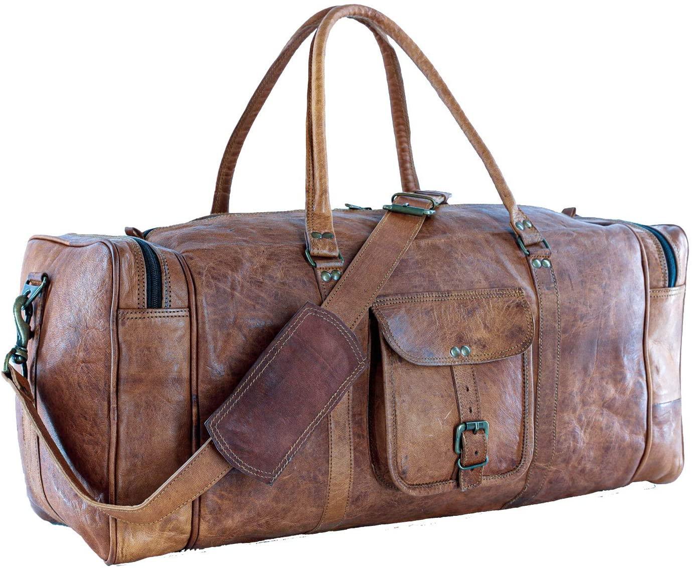 FR Fashion Co. 21" Full Grain Leather Duffel Bag