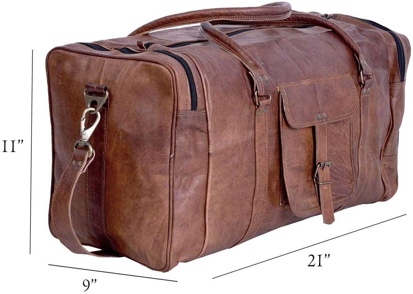 FR Fashion Co. 21" Full Grain Leather Duffel Bag
