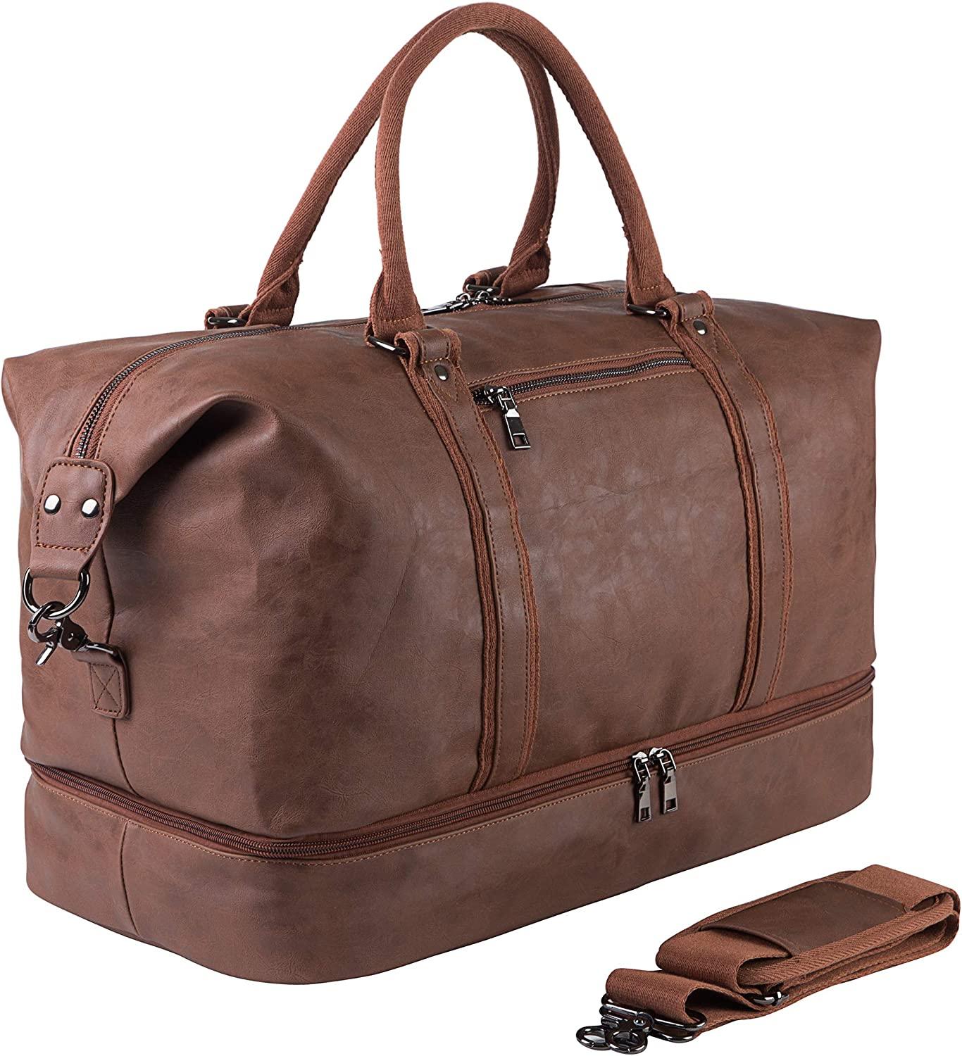 FR Fashion Co. 21" Men's Leather Compact Travel Duffel Bag