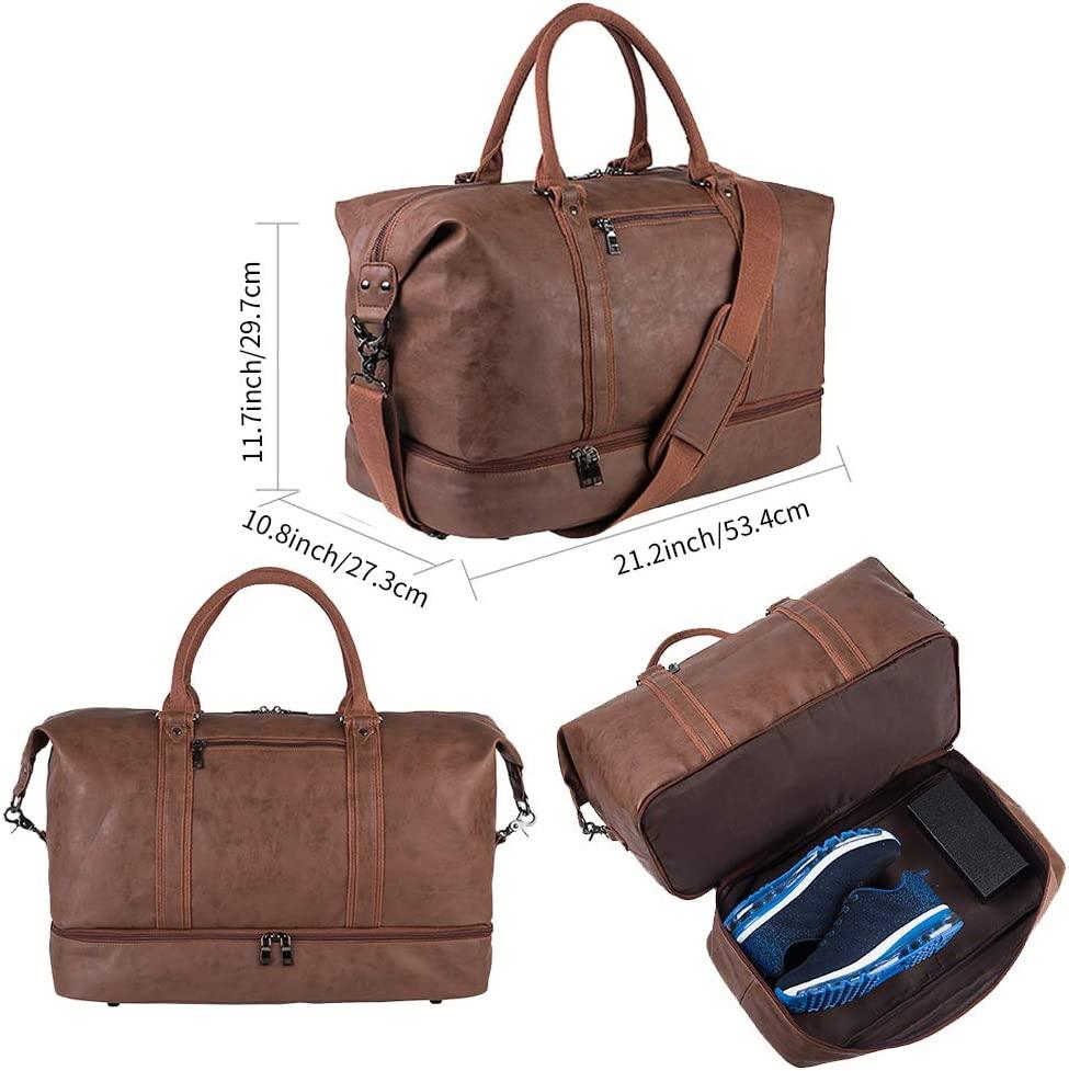 FR Fashion Co. 21" Men's Leather Compact Travel Duffel Bag