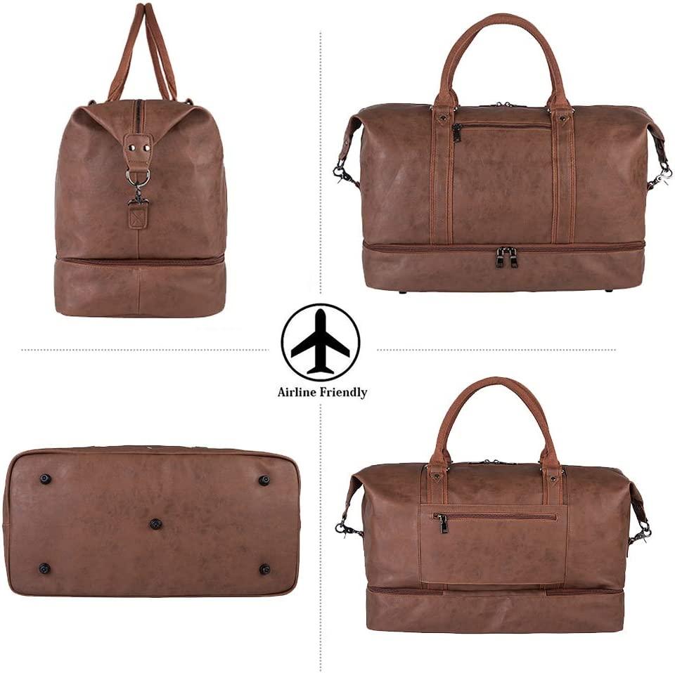 FR Fashion Co. 21" Men's Leather Compact Travel Duffel Bag