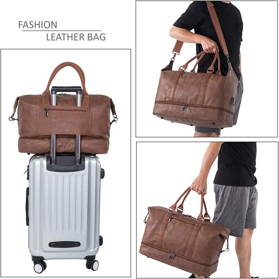 FR Fashion Co. 21" Men's Leather Compact Travel Duffel Bag