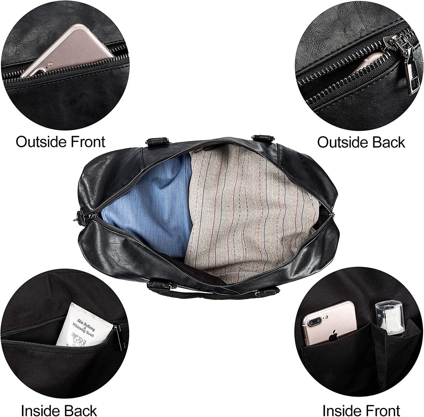 FR Fashion Co. 21" Men's Leather Compact Travel Duffel Bag