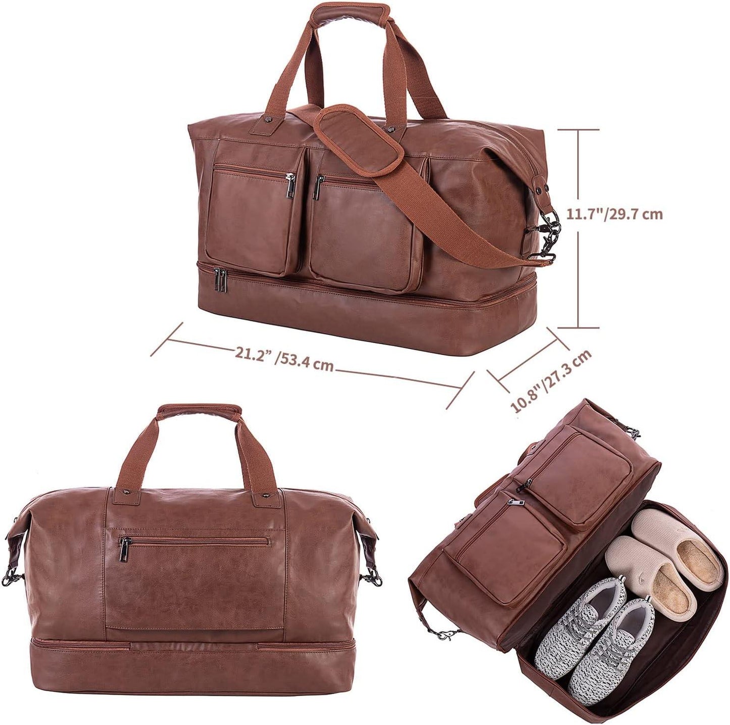 FR Fashion Co. 21" Men's Leather Overnight Duffel Bag