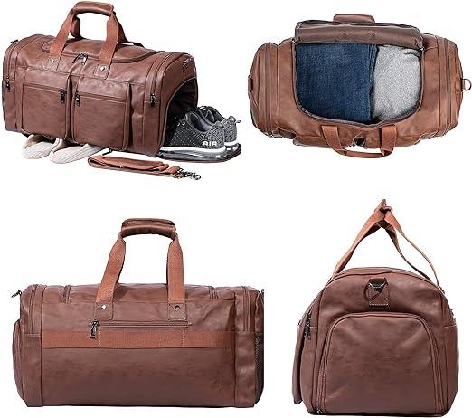 FR Fashion Co. 21" Men's Leather Large Carry-On Travel Duffel Bag