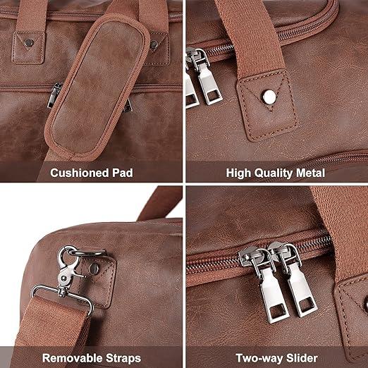 FR Fashion Co. 21" Men's Leather Large Carry-On Travel Duffel Bag