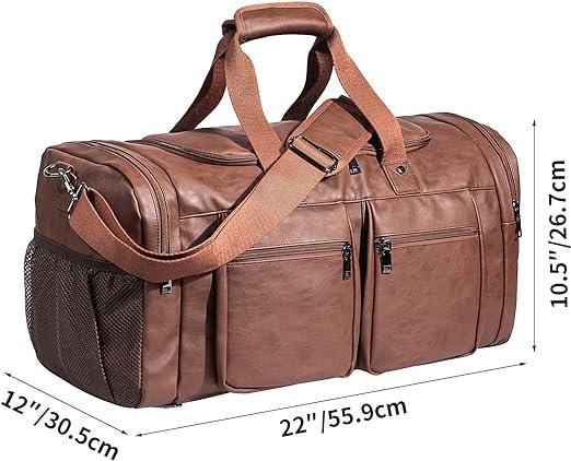 FR Fashion Co. 21" Men's Leather Large Carry-On Travel Duffel Bag