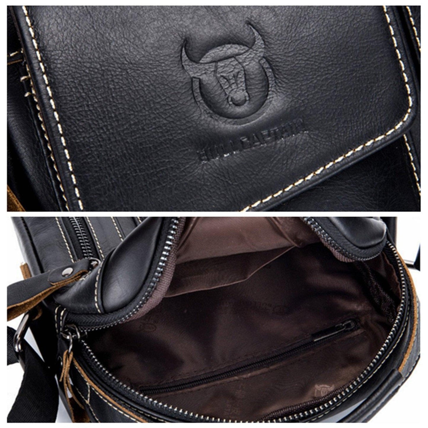 FR Fashion Co. Men's Genuine Leather Crossbody Bag