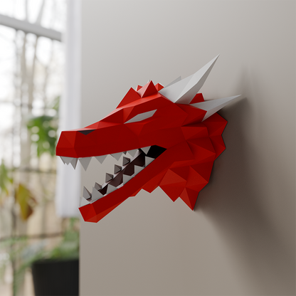 3D PaperCraft Dragon Head Wall Art Origami Decor