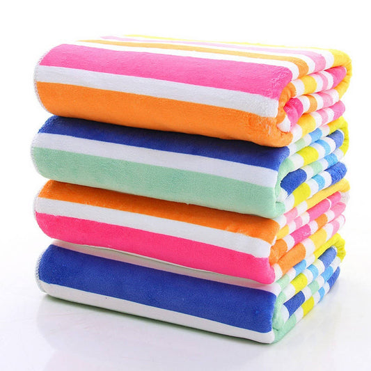 THICKENED BEACH TOWEL WITH PRINTED STRIPES