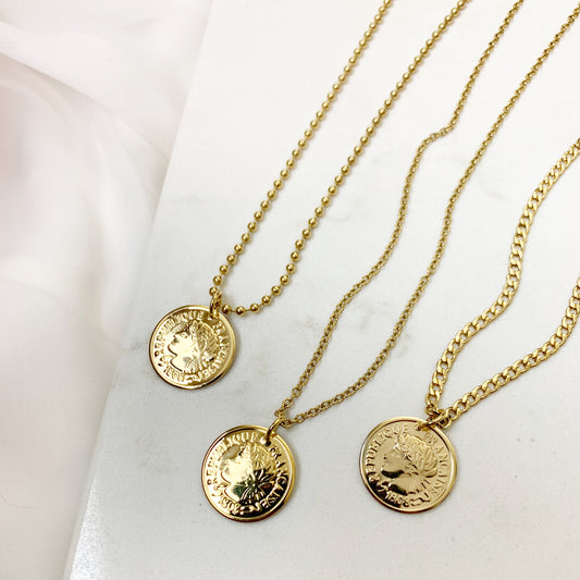 Française Coin Gold Necklace