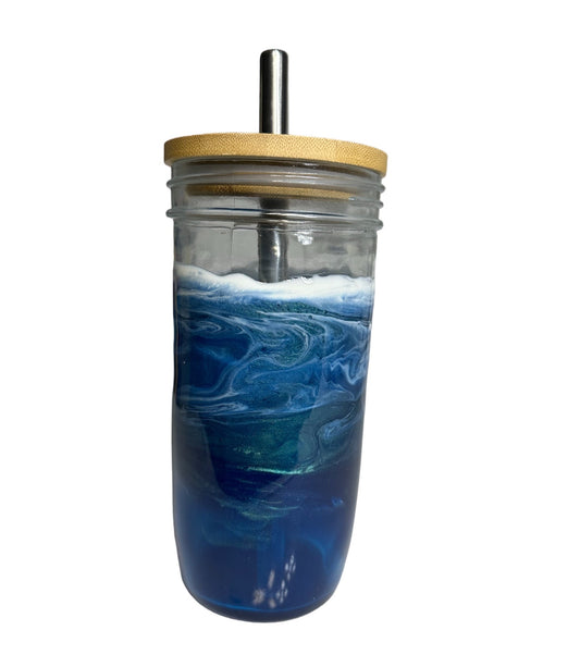 Glass Tumbler - Ocean Blue