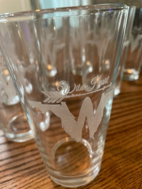 WildHeart Branded pint glass & Leather coozie combo