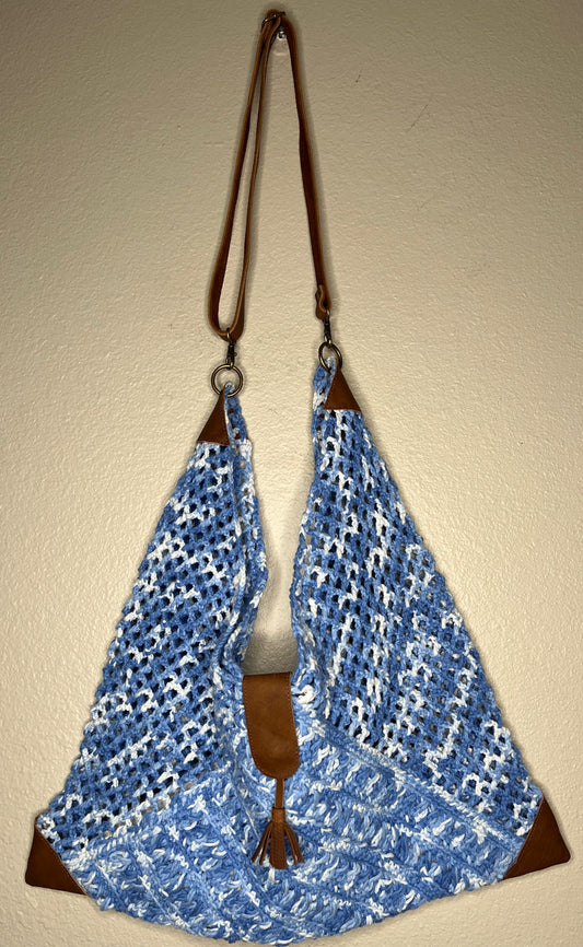 Cotacachi Tote Bag, Crochet, Blue