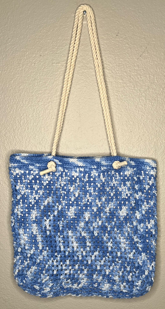Quito Market Bag, Crochet, Blue