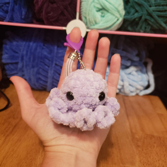 Light Purple Octopus Keychain crochet plush: Handmade