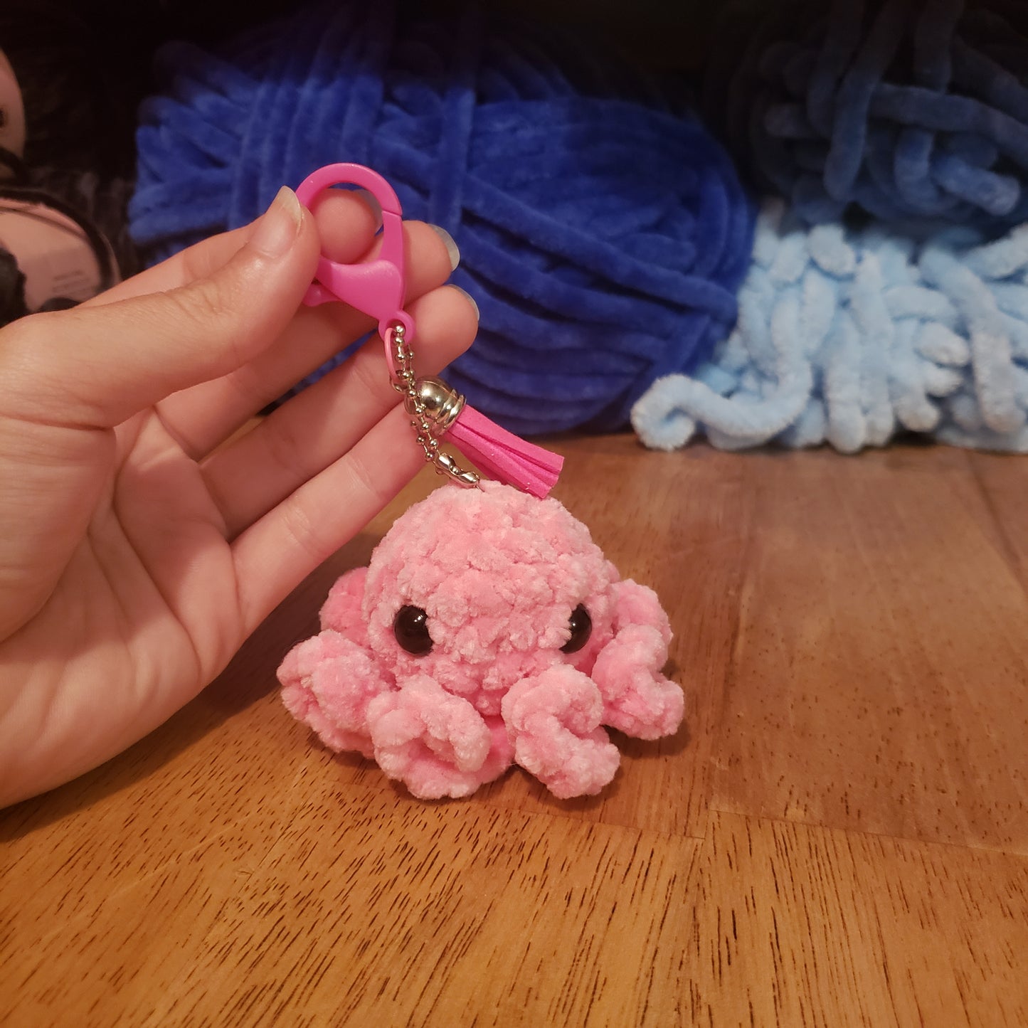 Pink Octopus Keychain crochet plush: Handmade