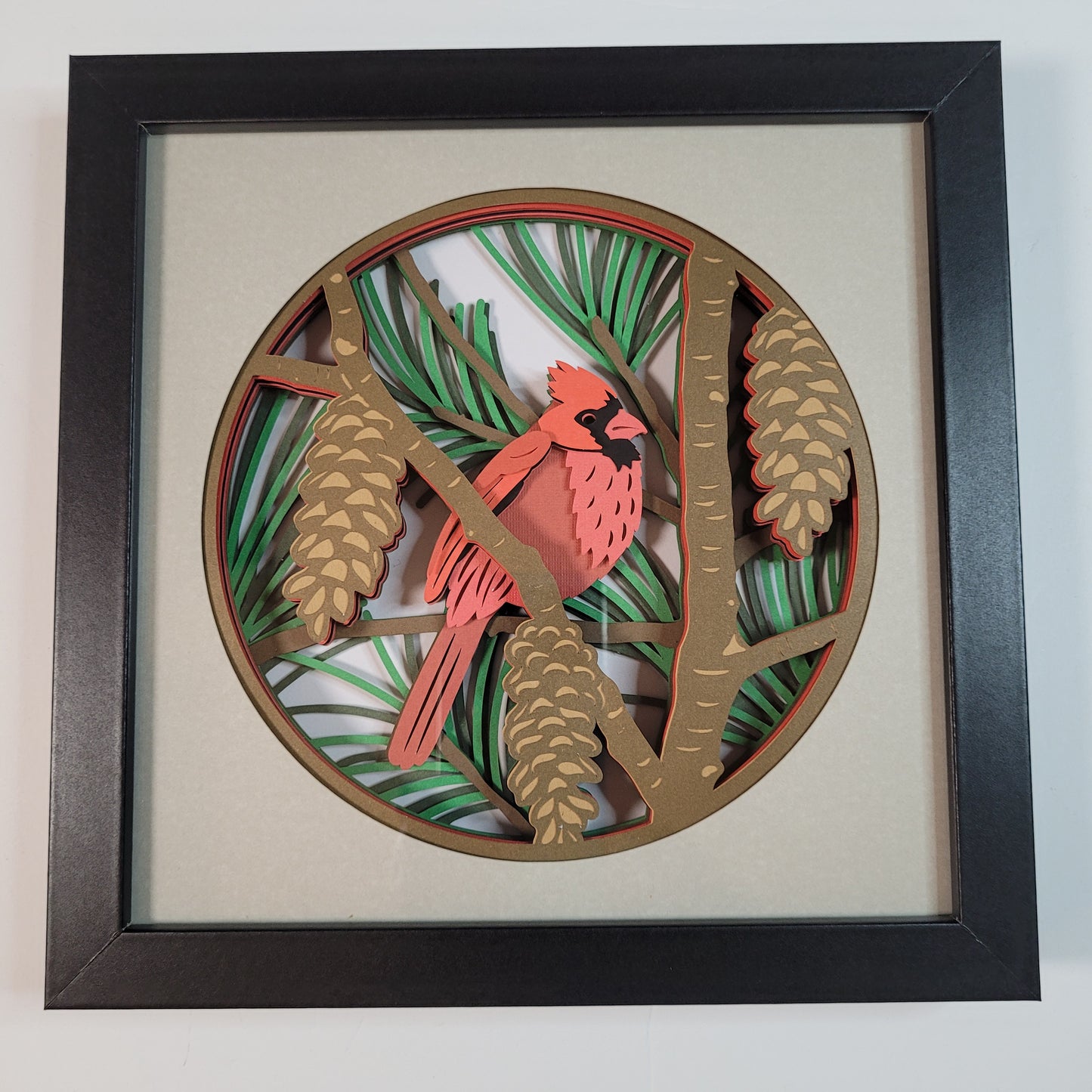 Winter Cardinal Shadow Box